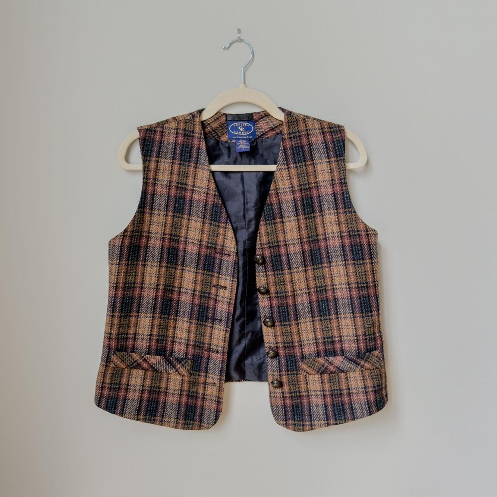 Vintage Heritage Chelsea Campbell Charter Club Plaid Wool Vest Size 4